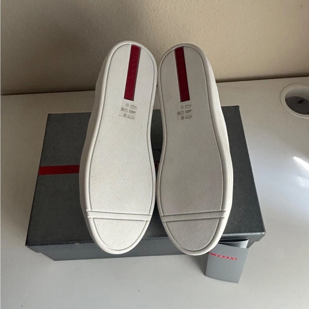 NIB Prada Caltazure Donna Low Top White Canvas Sneakers - Picture 13 of 14